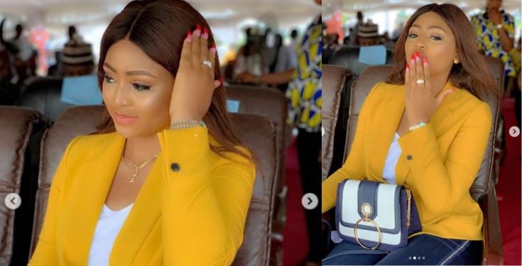 Fans drag Regina Daniels for cropping her 59-year-old husband from photo