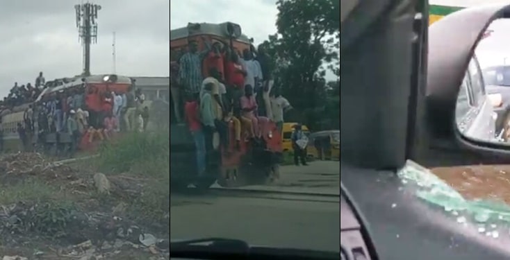 Uber Rider Gets Stoned For Filming Passengers Hanging On A Train In Lagos