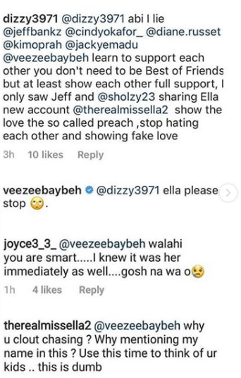Venita Akpofure heated exchange with Ella on instagram