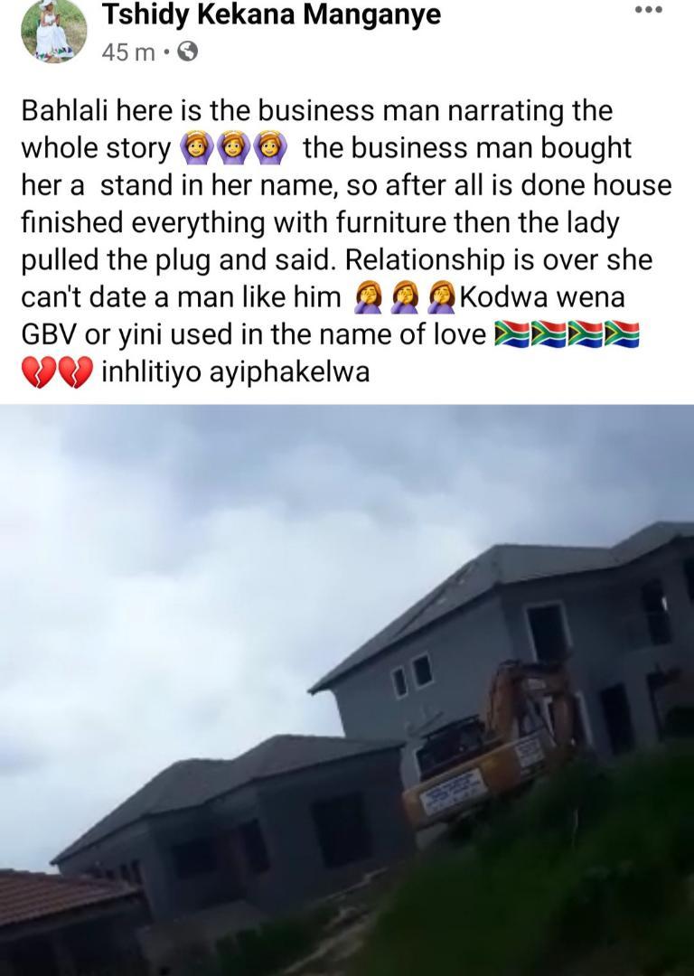 Man demolishes house he built for his girlfriend
