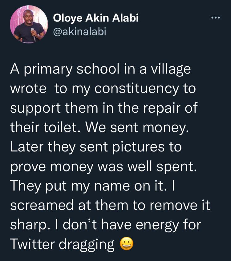 Akin Alabi narrowly escapes internet trolling like Desmond Elliot once faced over 'toilet project'