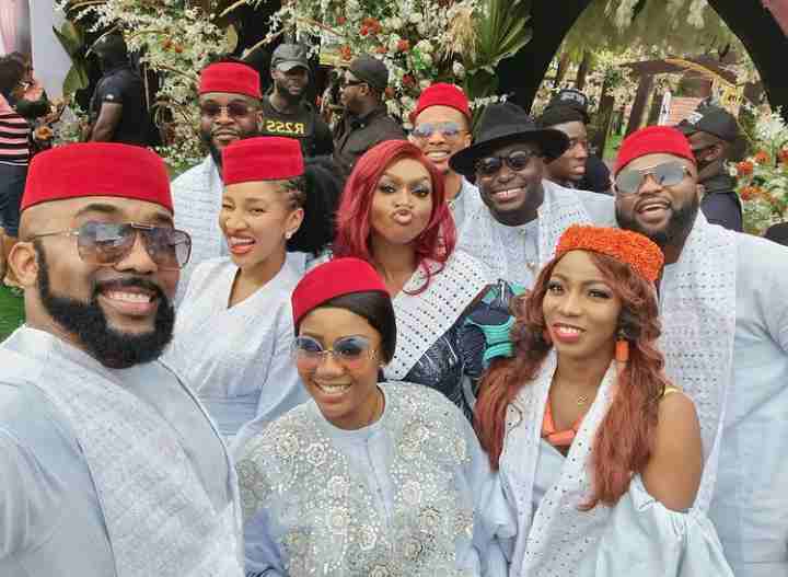 Moment Banky W and wife, Adesua stole the show at Mercy Chinwo's traditional marriage with their grand entrance (Video)