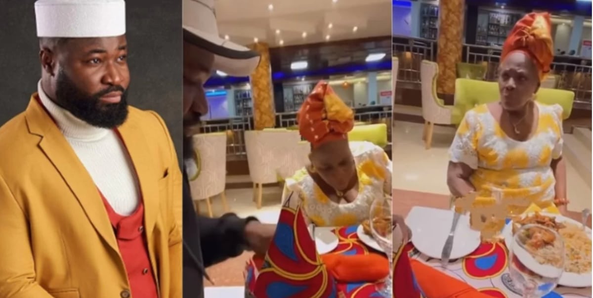 "Why you no gimme the money?" - Harrysong's mother shocked as he reveals their dinner date meal costs 30k (Video