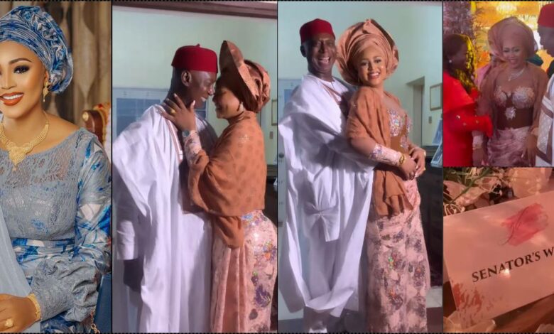 “Where are other wives? This is unfair" — Regina Daniels shares loved-up pose with husband at party, netizens kick (Video)