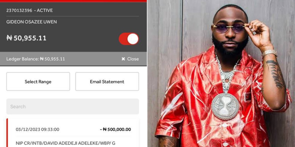 "Please consider me" - Nigerian man gets emotional as he mistakenly transfers ₦500k to Davido's Wema Bank account