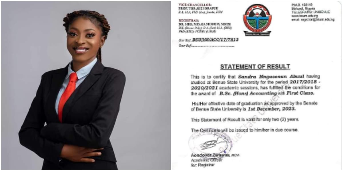 "5.0/5.0 CGPA" - Nigerian lady stuns many as she performs excellently, graduates with a perfect CGPA in Accounting