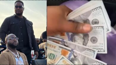Davido's bodyguard flaunts stash of dollars received from his boss